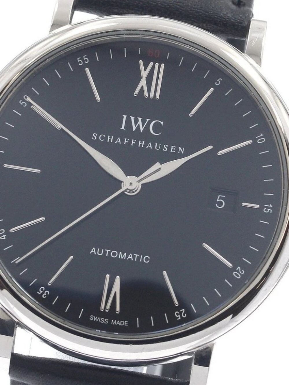 IWC SCHAFFHAUSEN Portofino IW356502 Date Black Dial Automatic Men's Watch_950756